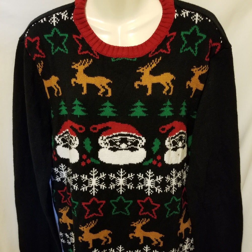 Ugly Christmas Sweater Large Santa Reindeer